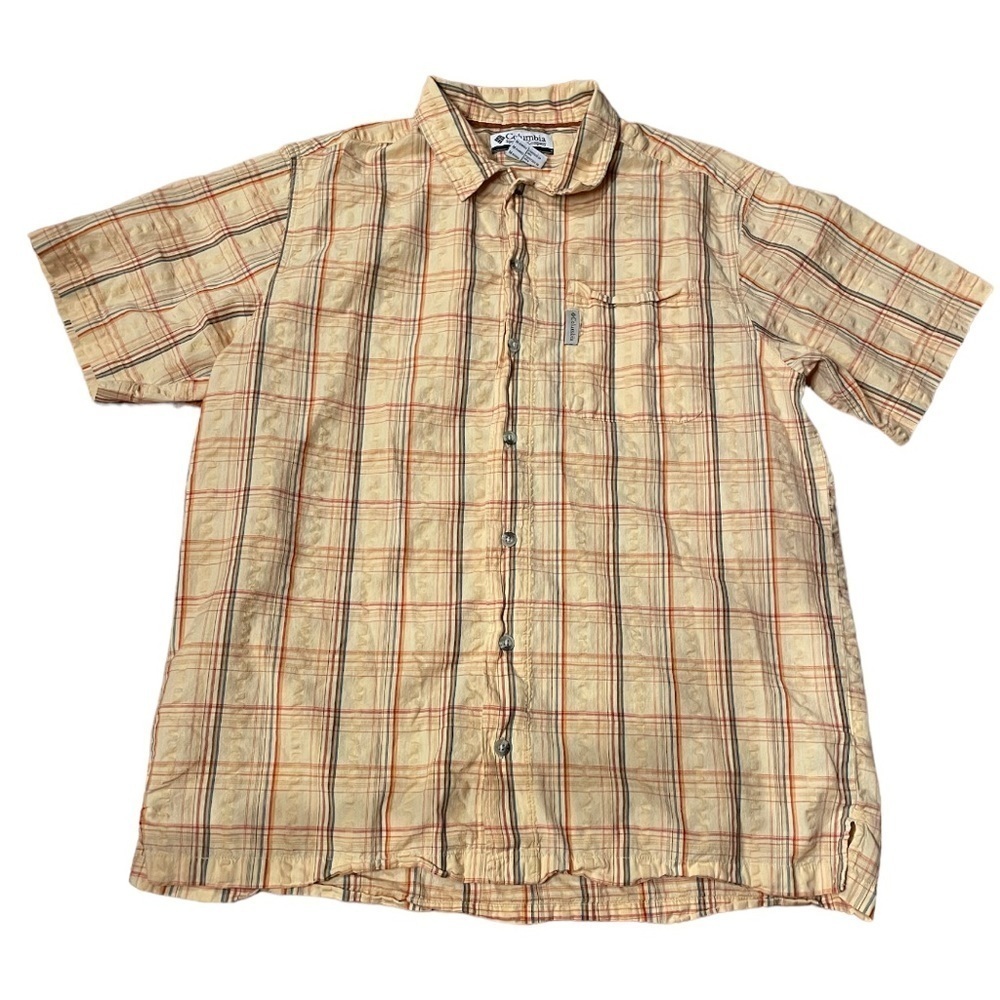 Columbia Mens Plaid yellow button down shirt size medium